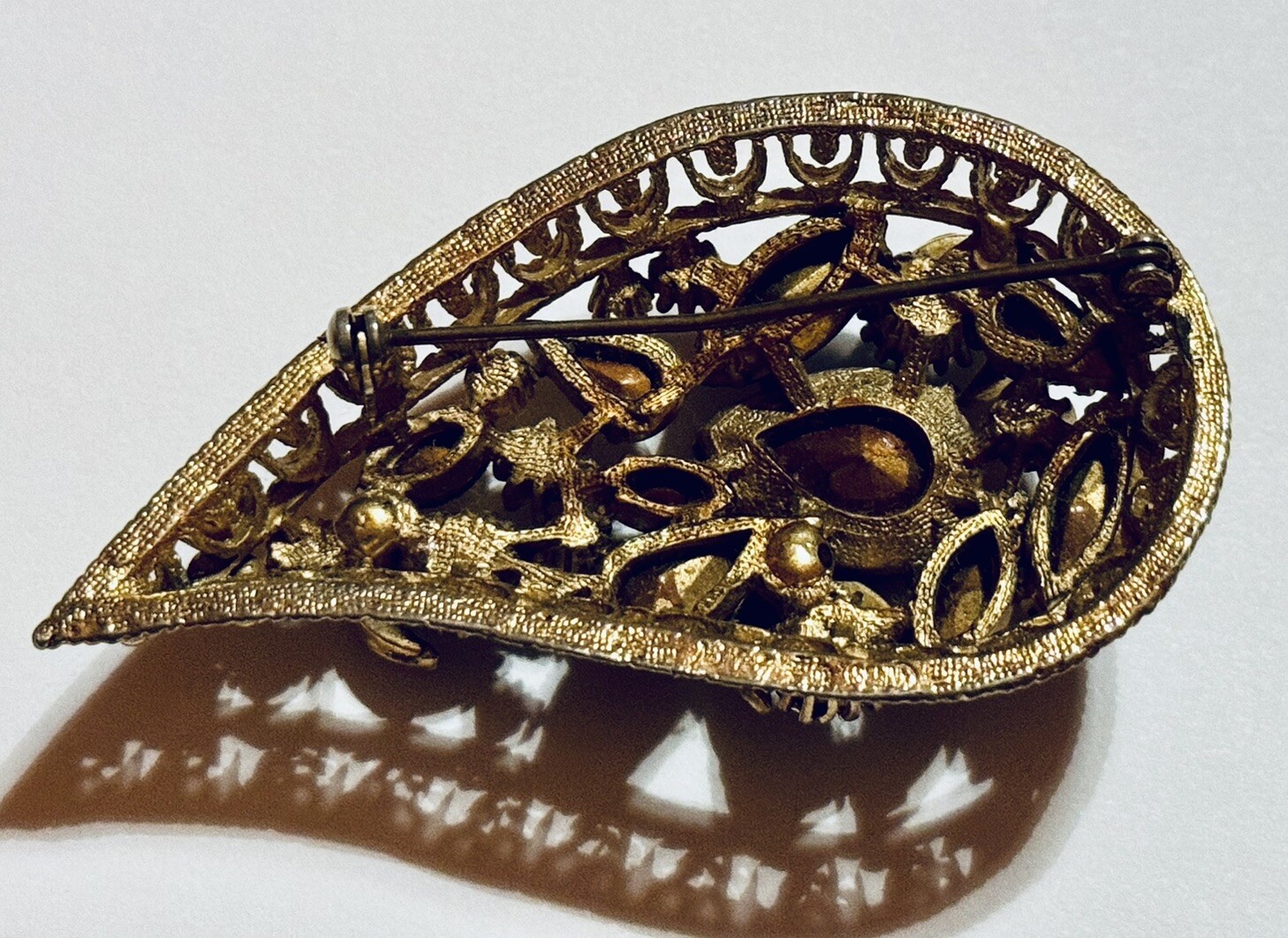 Unsigned SPHINX Vintage Multi Rhinestone Paisley … - image 7