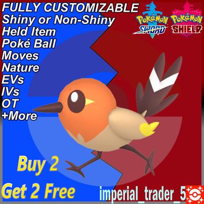 Pokémon Sword and Shield   Shiny Fletchling   W/ Best 6IV Customizable