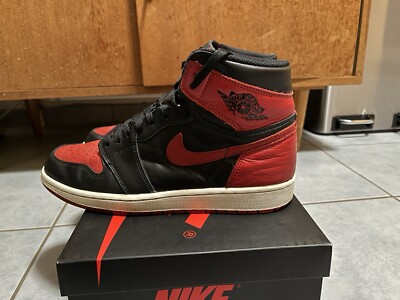 NIKE Air Jordan 1 Retro High OG Bred 43 9,5 Herren Sneaker schuh nba 2016 banned