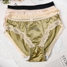 Lotto 4 pezzi mutandine donna sexy slip raso liscio intimi vita bassa lingerie