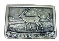 VTG Kolcaco Blackbuck Belt Buckle 2.25"x3.25" Custom Brass 3D Deer Hunting EUC