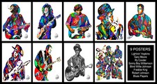 9 Posters Gary Moore SRV Ry Cooder Robert Johnson Blues Players Hopkins 18x24