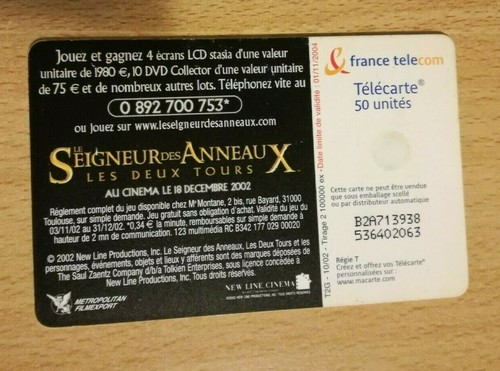 Scheda telefonica francese - Il signore degli anelli - 2002 - Foto 2 di 2