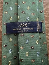 Brooks Brothers “346” Green Paisley Classic Tie - 100% Silk - Made in USA