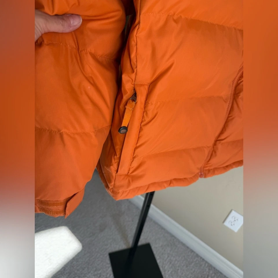 L.L. Bean Men’s Ultralight Goose Down Puffer Jacket Orange Gray Coat Size Large - Image 4 of 4
