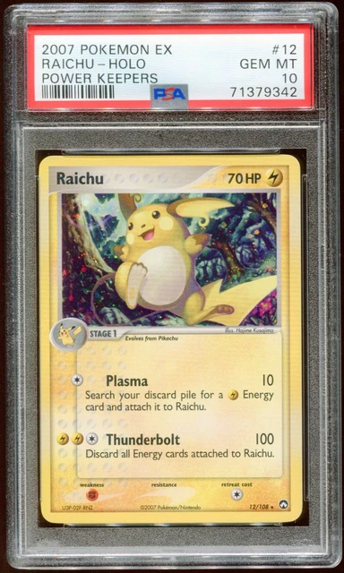 2007 POKEMON EX POWER KEEPERS RAICHU #12/108 RARE HOLO FOIL PSA 10 POP 70