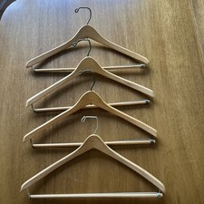 Lot of 4 Vintage Wooden Suit Hangers Batts Wishbone USA