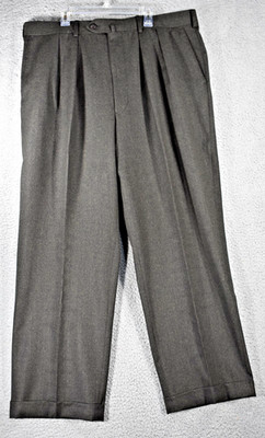 Keithmoor Pleated Cuffed Pants Mens 40R Belt Loop Wool Dark Grey Canada