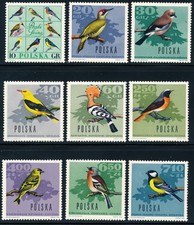 POLAND 1966 FOREST BIRDS SET SCT 1452-60 MNH