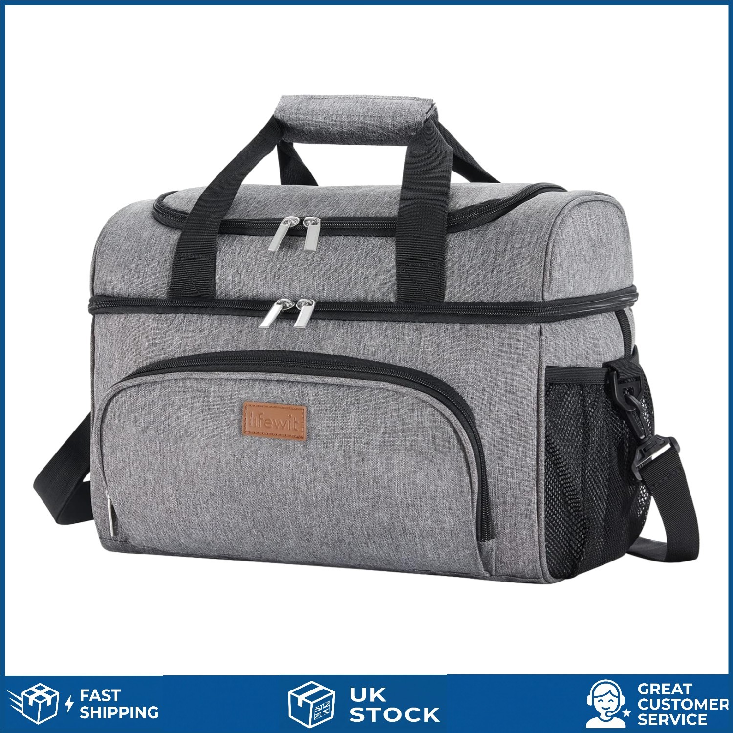 Insulated Picnic Cooler Bag Large Waterproof Double Layer 32 Can 23L