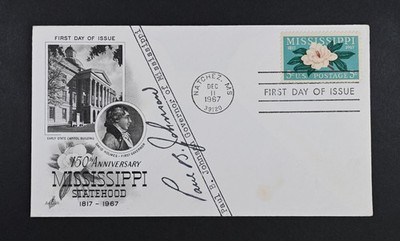 Paul B Johnson Governor Signature Autograph FDC Cover Mississippi Politics USA
