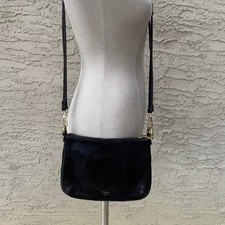 BLACK FOSSIL LEATHER CROSS BODY PURSE