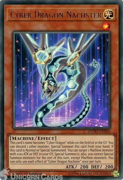 DUPO-EN036 Cyber Dragon Nachster Ultra Rare 1st Edition Mint YuGiOh Card