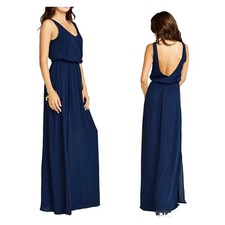 Show Me Your MuMu Rich Navy Crisp Kendall Maxi Dress Bridesmaid Large V-neck