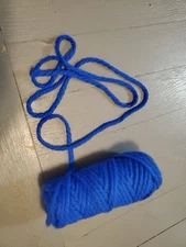 VTG 70'S Yarn Hair Tie Thick Cobalt Royal LRG ROLL GIFT RIBBON CHEERLEADING BOW