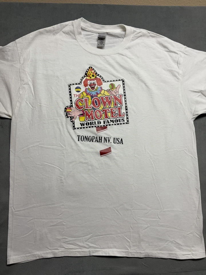 Camiseta The Clown Motel Tonopah NV XL Blanca World Famous Payaso Espeluznante Embrujado Foto 4 de 4