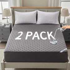 Queen Size Waterproof Mattress Protector - 2 Pack, Soft Washable, Gray