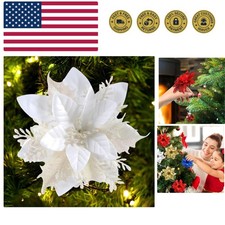 Christmas Poinsettia Artificial Flowers Decorations 5.5" Christmas Tree Wreat...