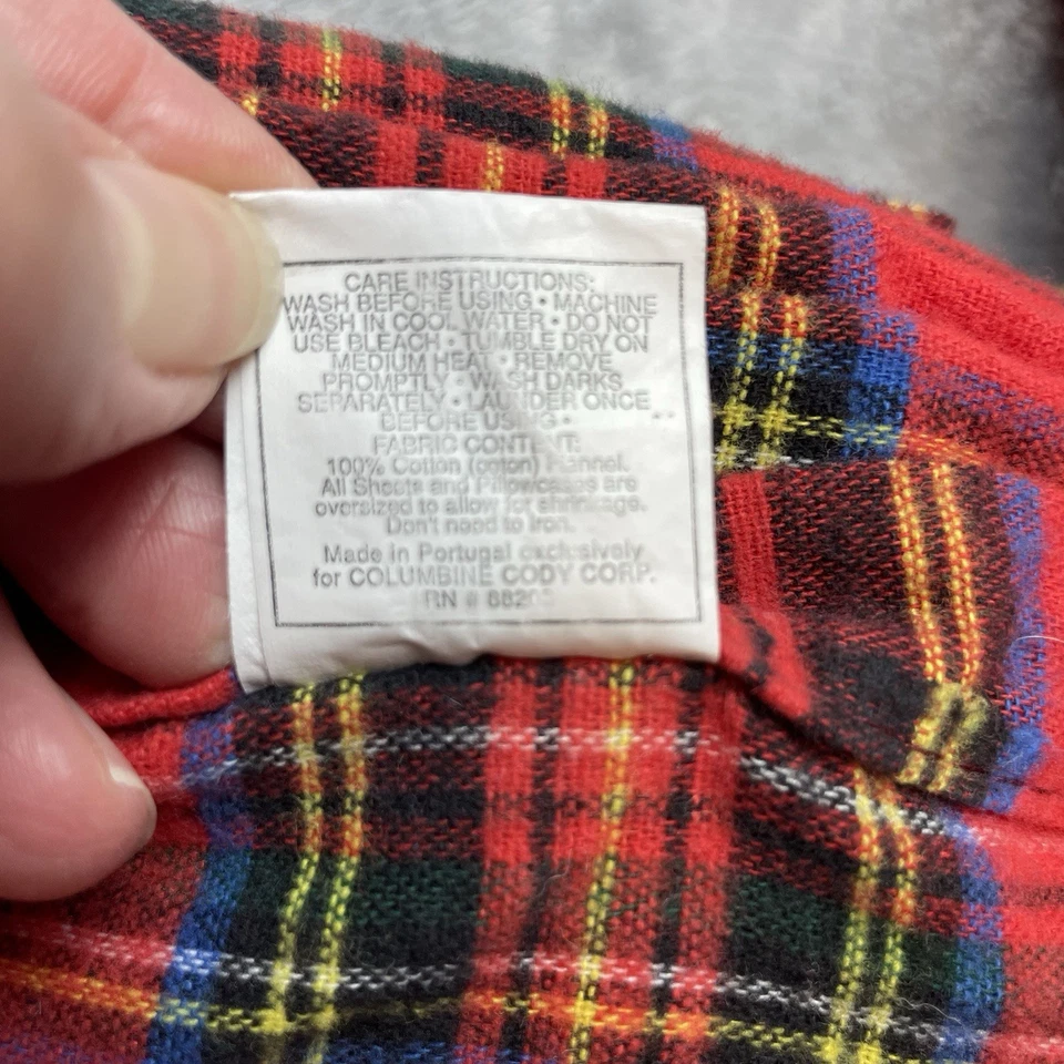 Sábanas ajustables planas Columbine Cody tamaño doble franela a cuadros roja núcleo de cabina rústico Foto 3 de 3