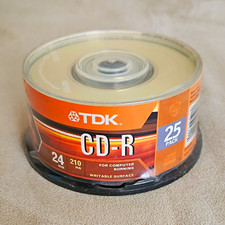TDK CD-R 25 Pack 24x 210MB 80 Min Blank Mini Writable Discs Spindle - New
