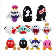 Bob-Omb Bomb King Ghost Boo Bullet Bill Tanooki Lady Bow Plush Doll Toy #SM