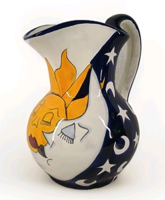 Televera Sleeping Sun And Moon Pitcher Stunning Condition 10.5''H X 8''W Mexico 