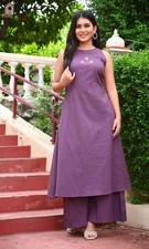 Women's Aline Tunic Kurti with Palazzo Set Indian Office Wear Ethnic Kurta Set