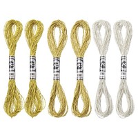 6 SträNge Metallic Stickgarn Nylon FüR Kreuzstich, Gold/Silber/Hellgold