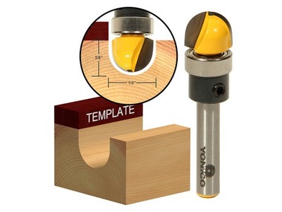 1/4'' Radius Core Box Template Router Bit - 1/4'' Shank - Yonico 14956q