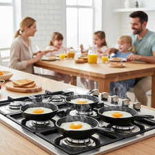 Hiceeden Pack of 4 Mini Cast Iron Frying Pans 10 Cm Small Frying Pans with Do...