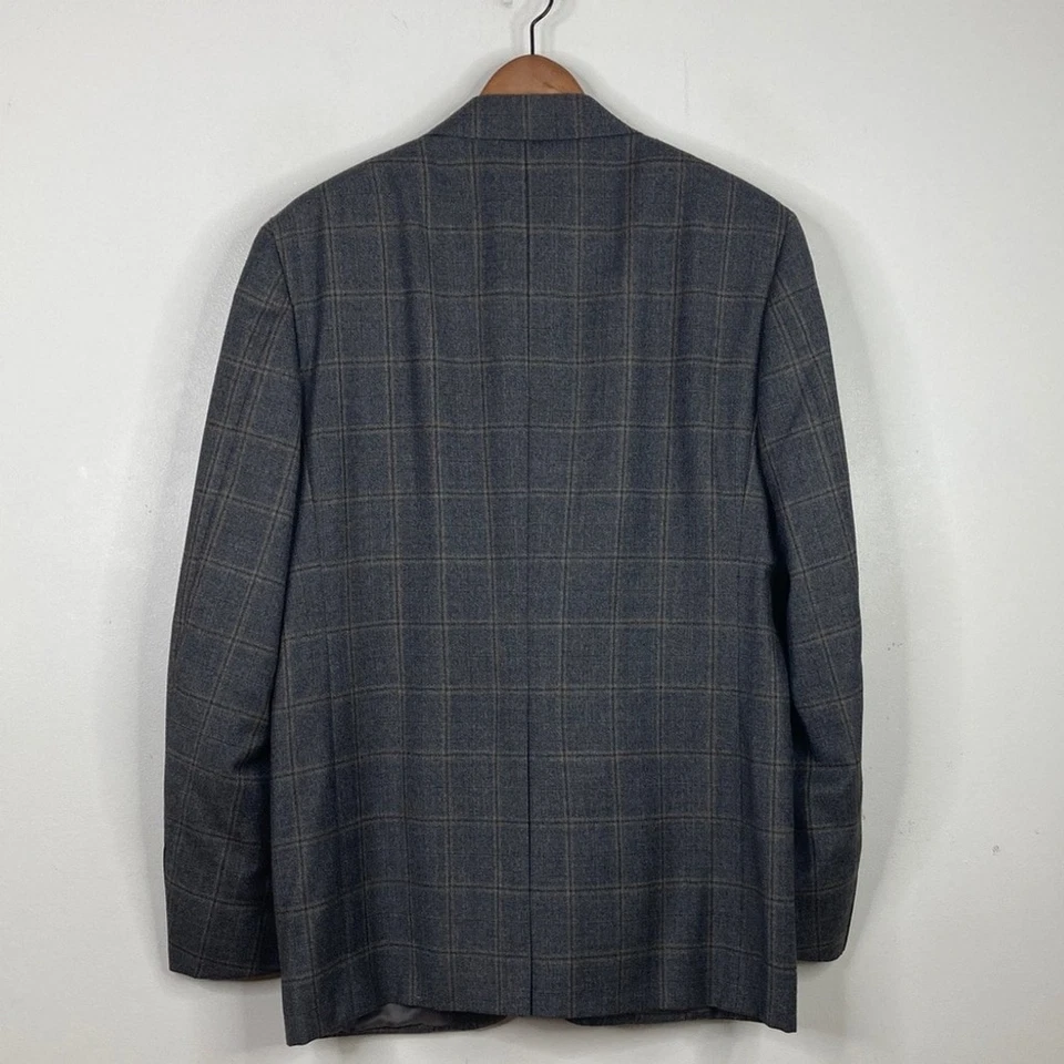 Canali 1934 Sport Coat Mens 52R US 42R Gray Brown Wool Cashmere Windowpane Italy Foto 3 de 4