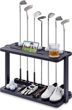 Wesiti Wooden Golf Club Holder Stand for 14 Clubs 15 Balls Golf Putter Stand for