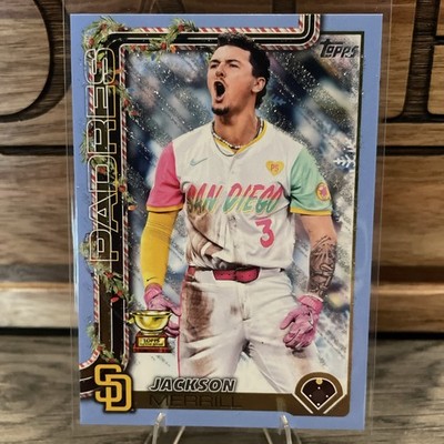 2025 Topps Holiday - Jackson Merrill #H30 Holiday Light Blue & White Glitter
