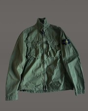 Sopracamicia Stone Island tela zip verde salvia distintivo piccolo ottima