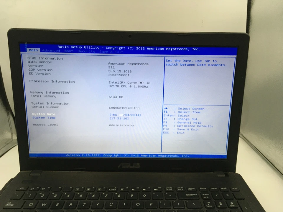 ASUS F551C NOTEBOOK - BOOTS TO BIOS - INTEL I3 3217U - 6GB RAM - NO OS - READ-BB - Image 2 of 4