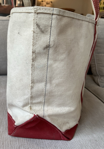 Vintage 80s LL Bean Boat And Tote Crinkle Tag Red Canvas Large Shopper Bag - Bild 13 von 16