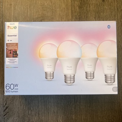 Philips Hue Essential A19 E26 Smart Bulb 800lm 8.8W 4-Pack Color