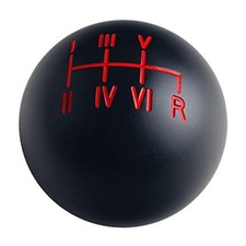 Black w/Red 6 Speed Weighted Manual Shift Knob Aluminum Roman Numerals