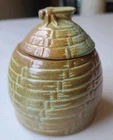 Vintage Frankoma Pottery Beehive Honey Pot #803 Jar with Lid Prairie Green