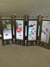 Vintage Mini Screen Display Stand Resin Frosted Glass Desktop Folding Panel 