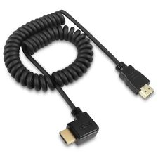 Right Angle HDMI Spring Cable 4K 60Hz HDMI to HDMI Adapter Male Cord for Camera