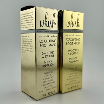(2-Pack) Whish Exfoliating Foot Mask Coconut Milk & Verbena 2.5 oz