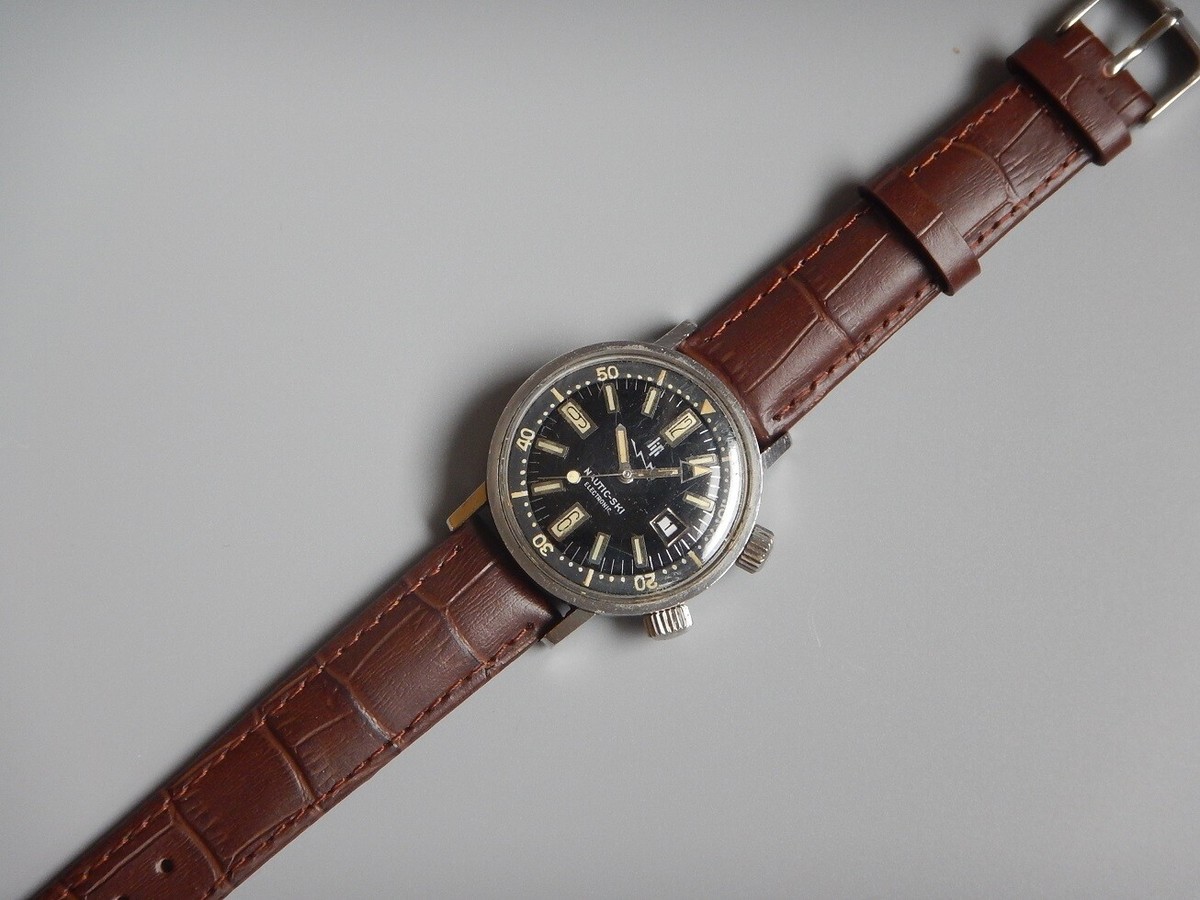 Bracelet De Montre En Cuir Véritable 24mm - Veau Façon Alligator Marron Foncé - Neuf Fabriqué En France