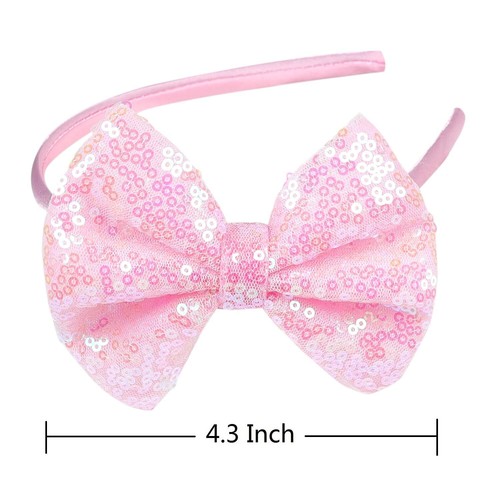 Love Fairy 4.3-Inch Sparkly Sequin Bow Tie Headbands - Boutique Ribbon Bows f... - Picture 3 of 5