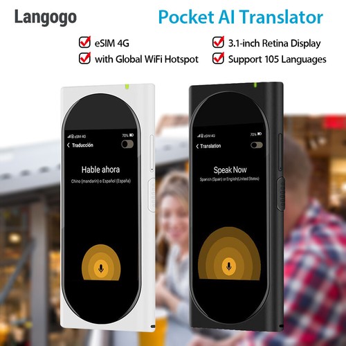 Langogo Pocket AI Translator with WiFi Hotspot Voice Recording 8G 105 Languages eBay