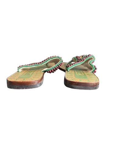 Unisa Women's Green Beaded Boho Chic Leather Thong Sandals Size 7 NEW - Picture 4 of 6