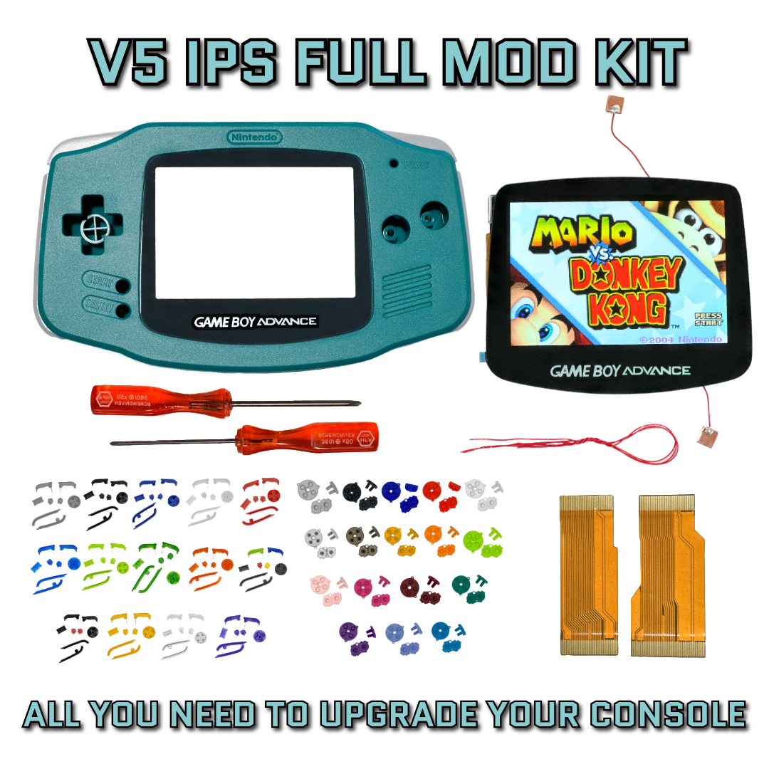 Game Boy Advance GBA V5 IPS LCD Backlit Housing Shell Mod Kit TEAL | eBay