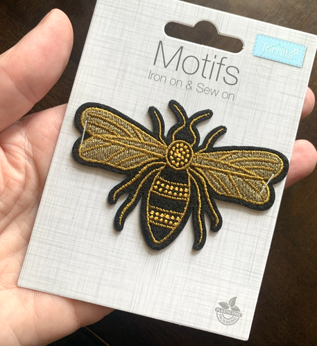 Motivo abeja dorada adornos coser en parches para planchar - Imagen 4 de 7