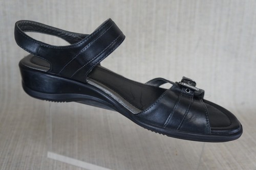 Ecco women's sandals Buckle Strap Leather Black Silver EUR sz 40 US sz 9 9.5 - Bild 2 von 12