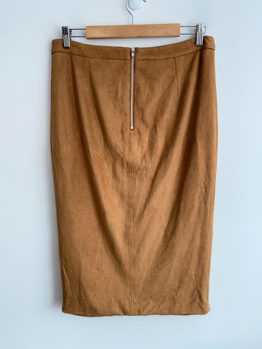 Bardot Skirt Womens Size 14 Brown Pencil Straight Zip Slit Stretch Lined Work - Picture 5 of 13
